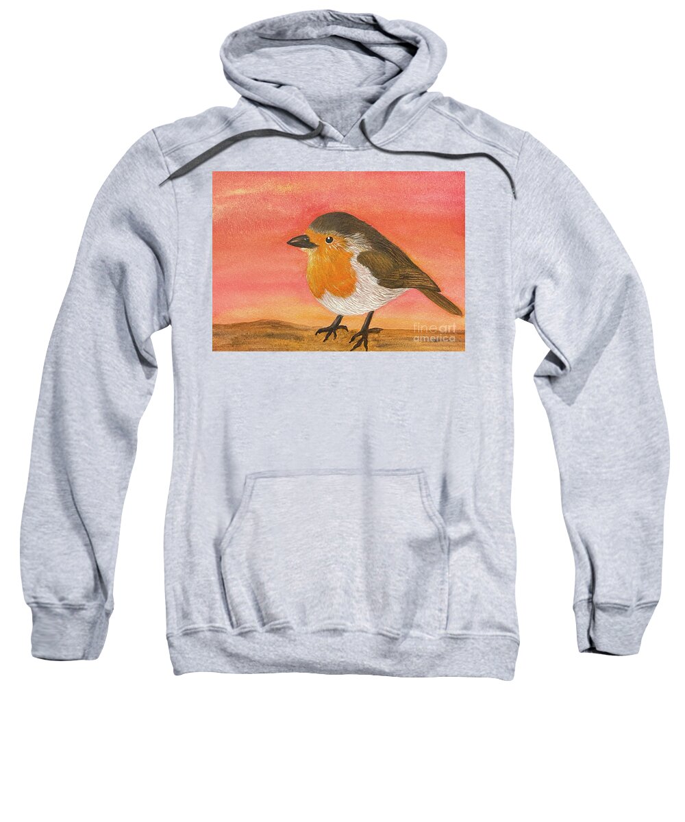 Robin Sweatshirt featuring the painting Robin at Sunset by Lisa Neuman