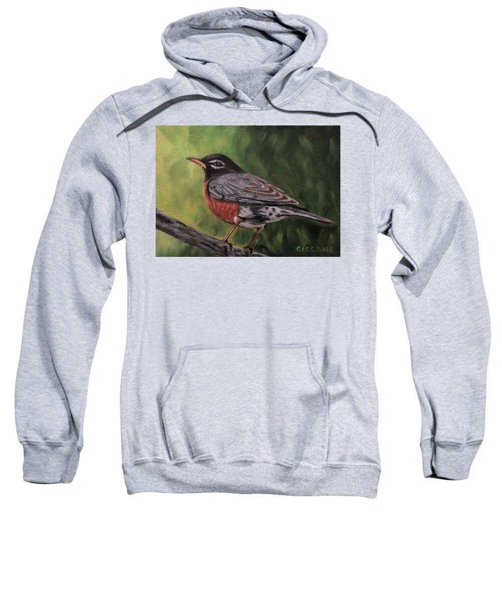 Bird Sweatshirt featuring the painting Robin by Jill Ciccone Pike