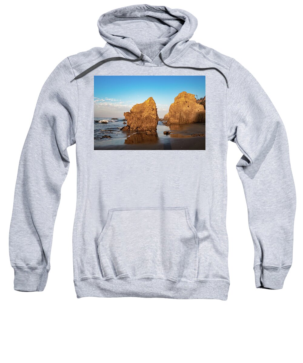 El Matador Sweatshirt featuring the photograph Rock Reflection at El Matador State Beach by Matthew DeGrushe