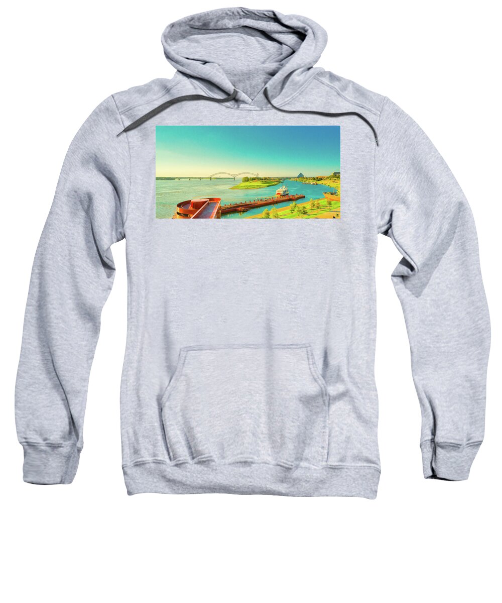 Birthplace Of Rock 'n Roll Sweatshirt featuring the photograph Rolling on the River by Darrell DeRosia