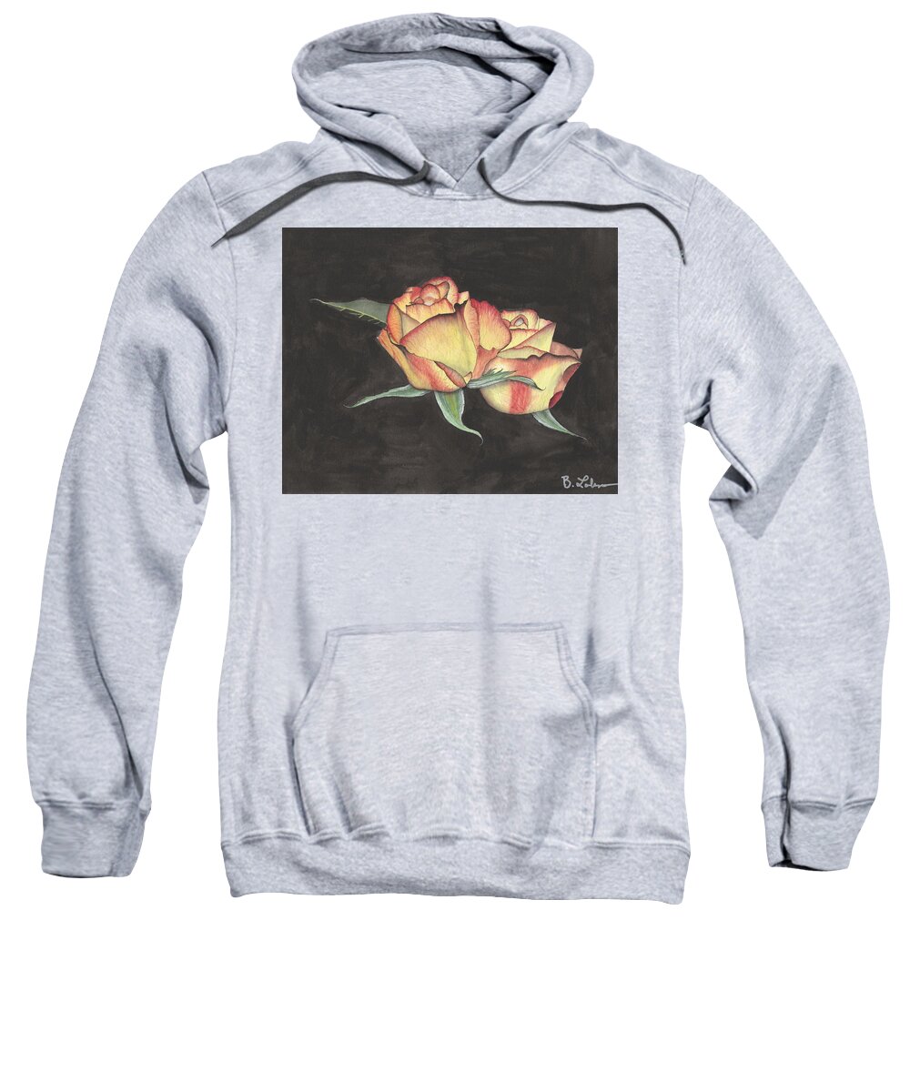 Peace Rose Sweatshirt featuring the painting Rose in Peace by Bob Labno