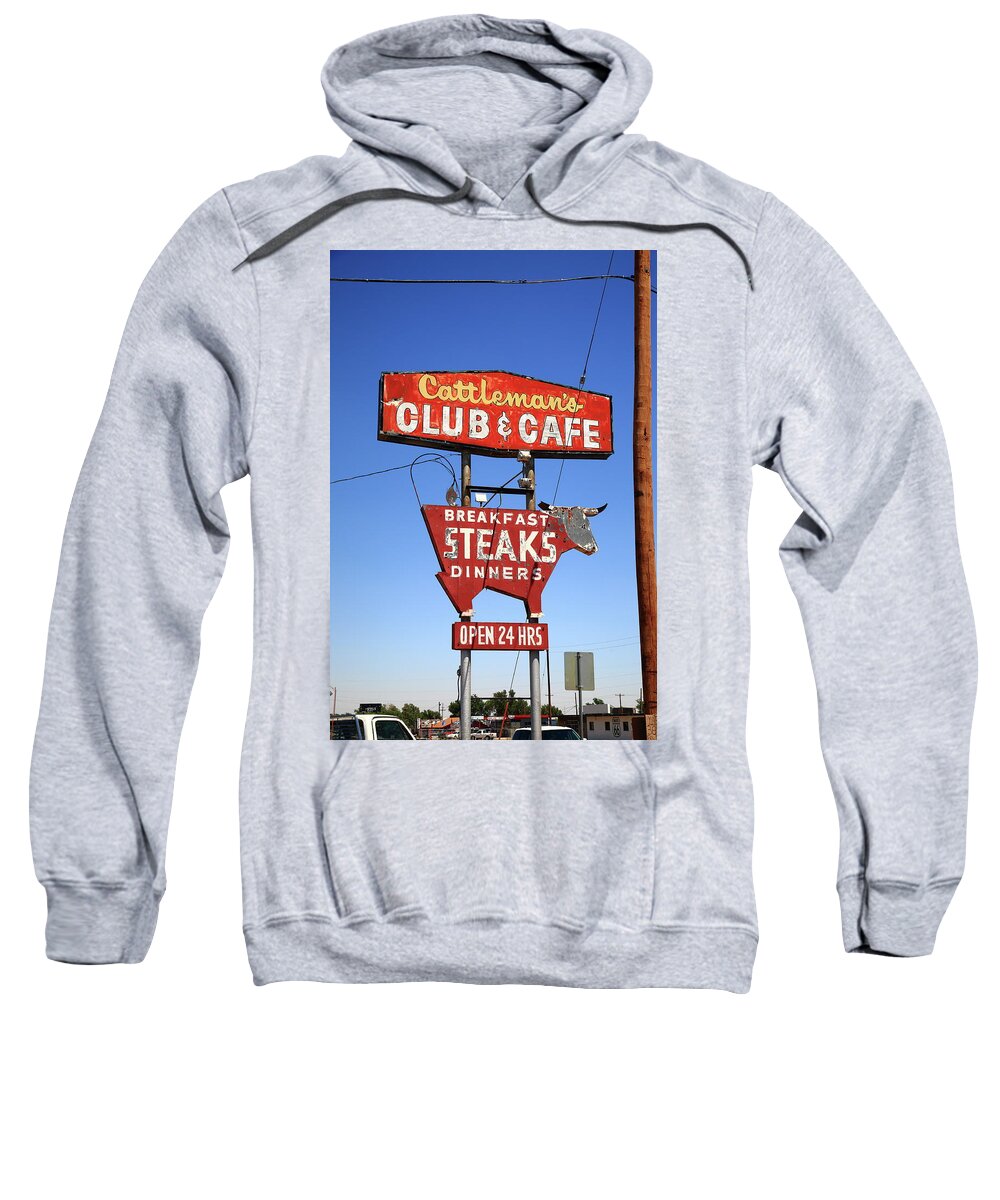 66 Sweatshirt featuring the photograph Route 66 - Cattleman's Club and Cafe 2012 by Frank Romeo