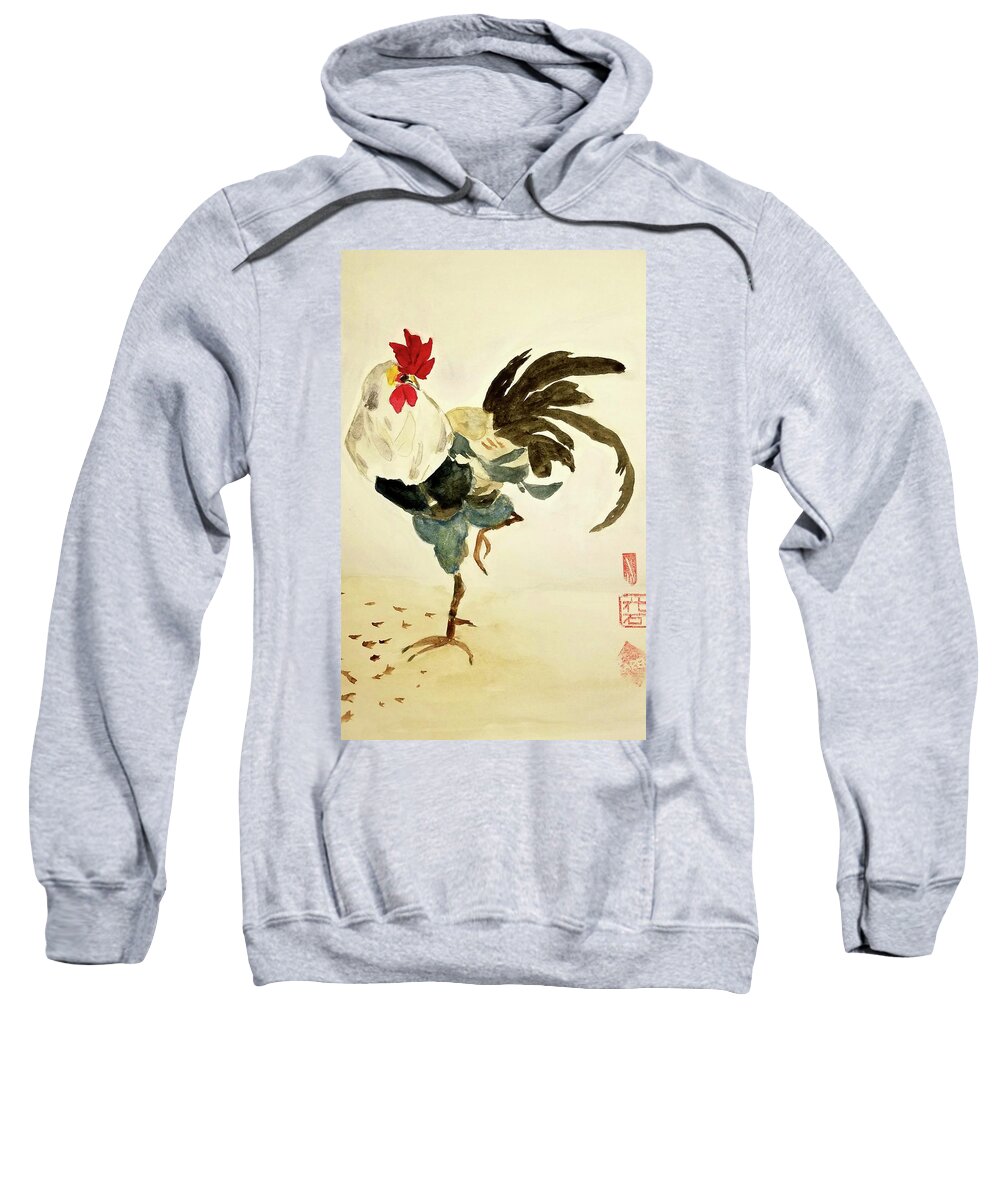 Royal Sweatshirt featuring the painting Royal Rooster by Shady Lane Studios-Karen Howard