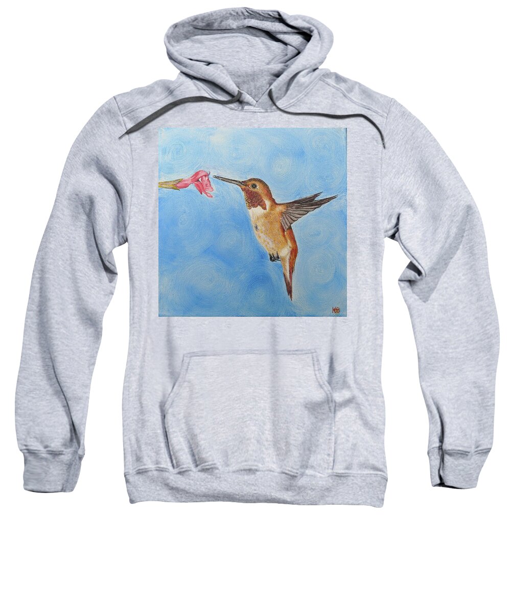 Fine Art Sweatshirt featuring the painting Rufous Hovering by Kevin Daly