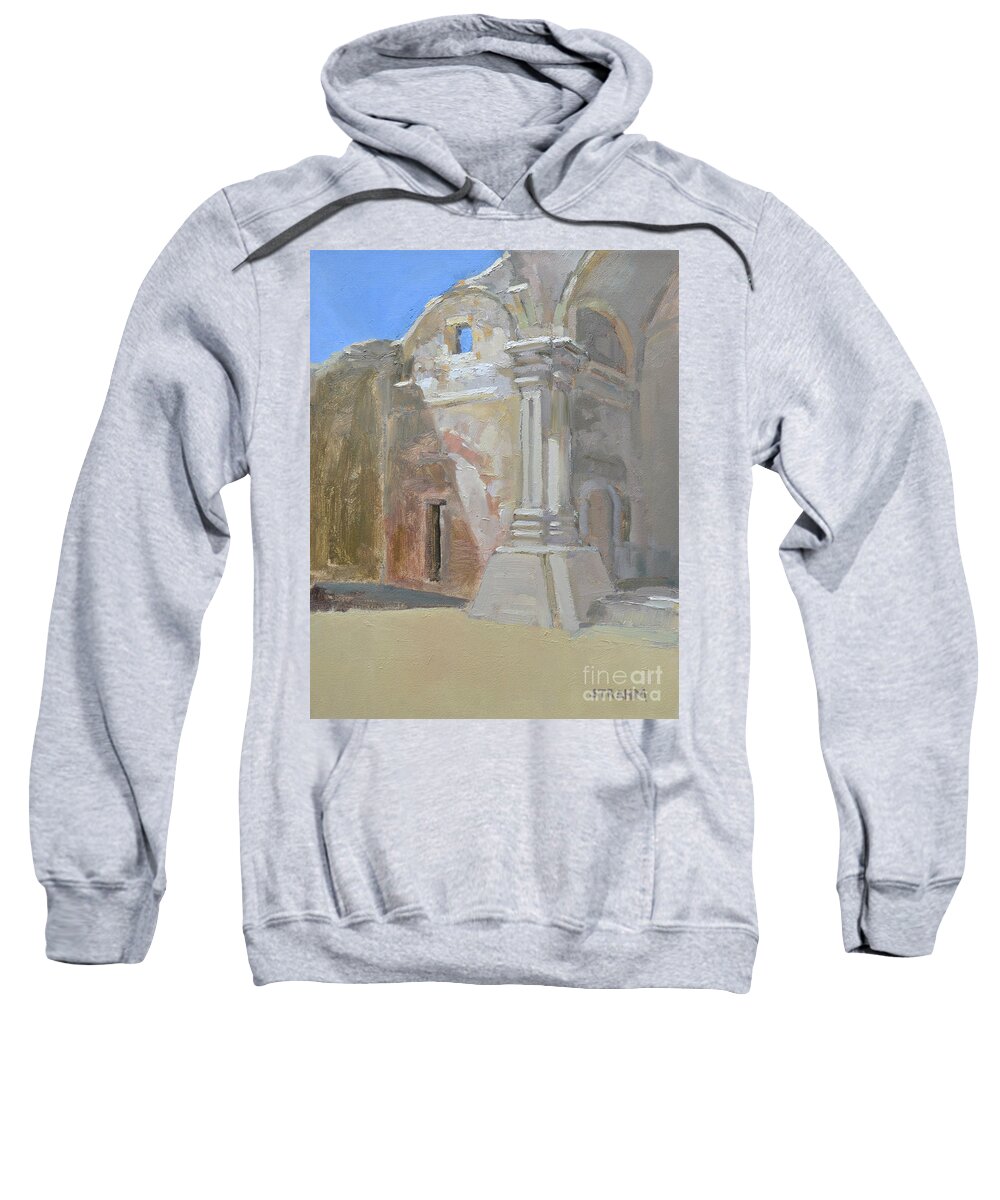 Mission San Juan Capistrano Sweatshirt featuring the painting Ruins, Mission San Juan Capistrano by Paul Strahm