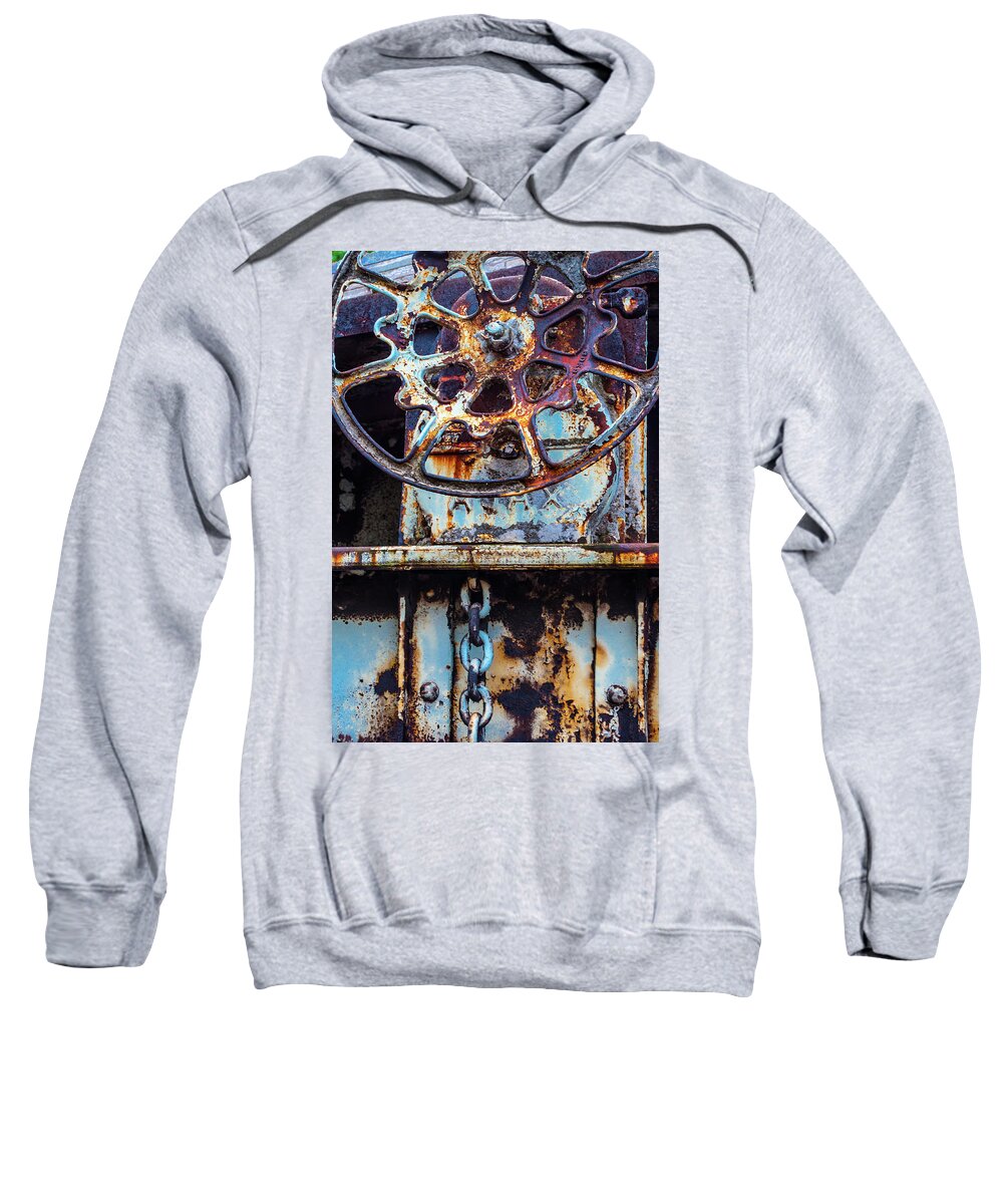 Clev Sweatshirt featuring the photograph Rusting Wheel by Stewart Helberg