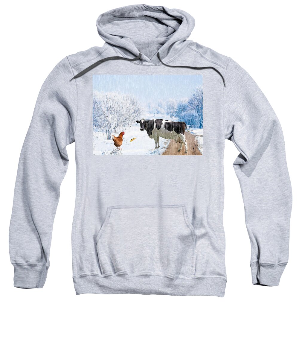 Adventurers Of Sadie And Emma Sweatshirt featuring the photograph Sadie and emma in winter by James Bethanis