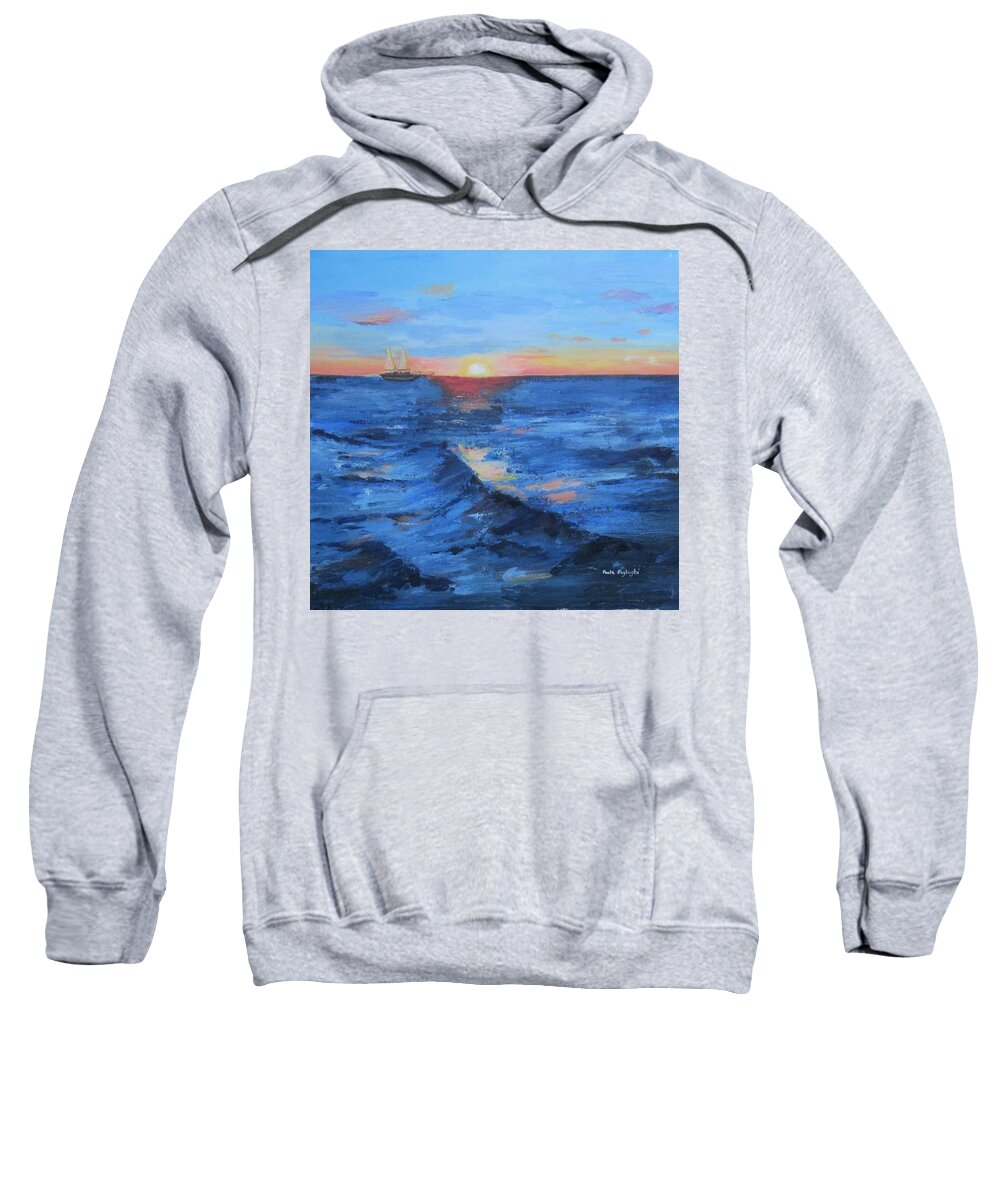 Acrylic Sweatshirt featuring the painting Sailboat On The Horizon by Paula Pagliughi