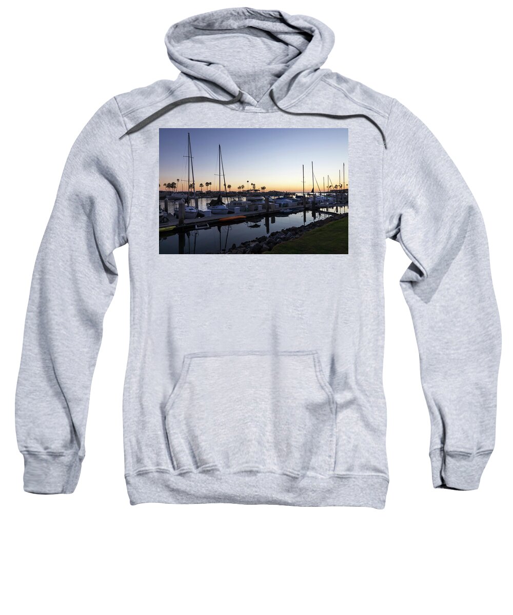 Boats Sweatshirt featuring the photograph Sailboats Docked at Sunset by Alison Frank