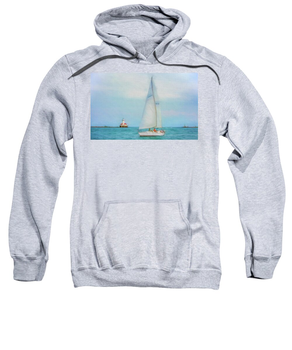 Sailing Sweatshirt featuring the photograph Sailing Through Aqua Blue by Kevin Lane