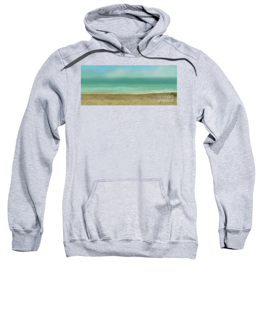 Beach Sweatshirt featuring the digital art Salt Air Over There. by Julie Grimshaw