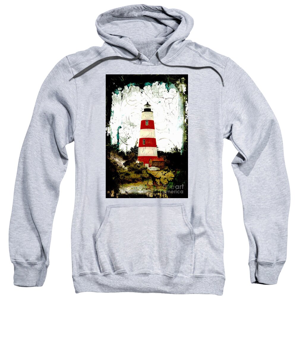 Lighthouse Sweatshirt featuring the photograph Sapelo Island Lighthouse Folk Art by Sea Change Vibes