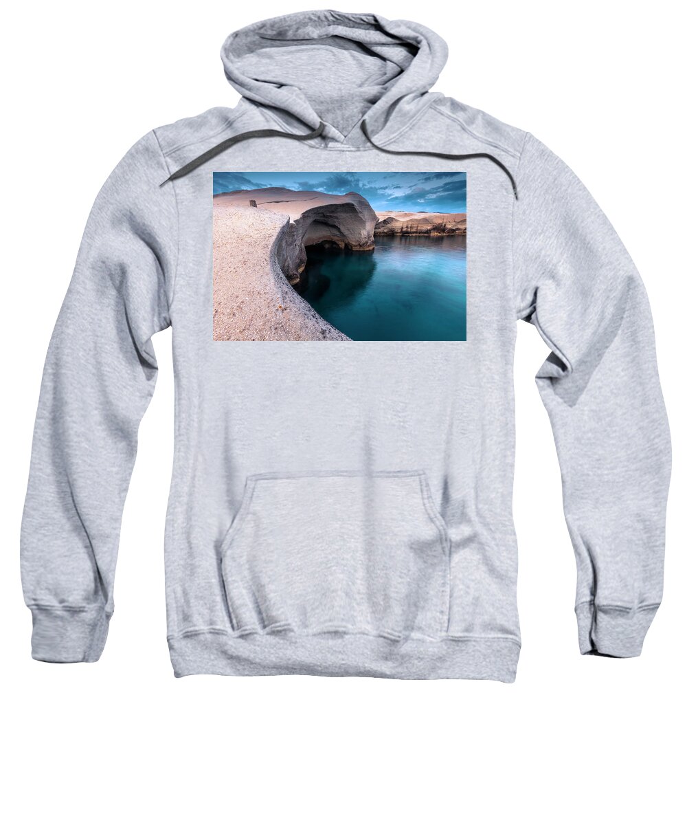 Aegean Sea Sweatshirt featuring the photograph Sarakiniko by Evgeni Dinev