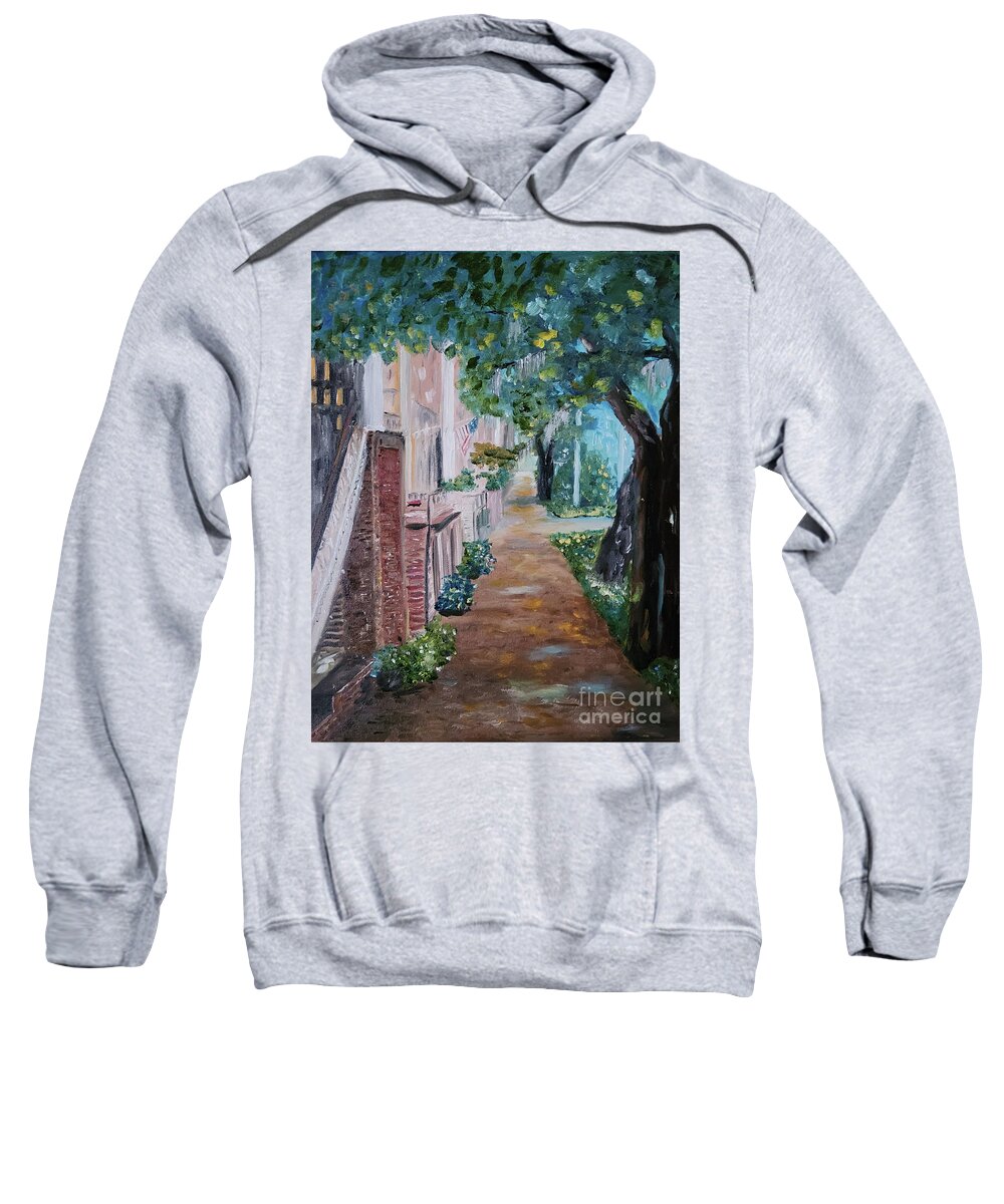 Savannah Sweatshirt featuring the painting Savannah Neighborhood by Stanton Allaben