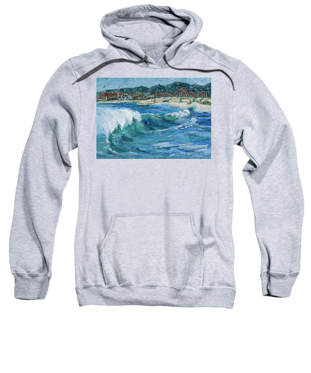 Impasto Sweatshirt featuring the painting Seabright Surf, 2021 by PJ Kirk