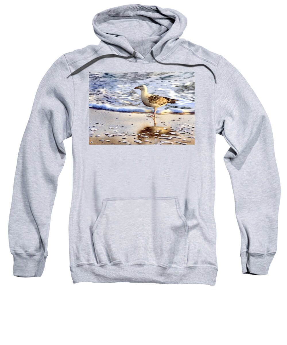 Seagull Sweatshirt featuring the painting Seagull in the Golden Afternoon by Espero Art