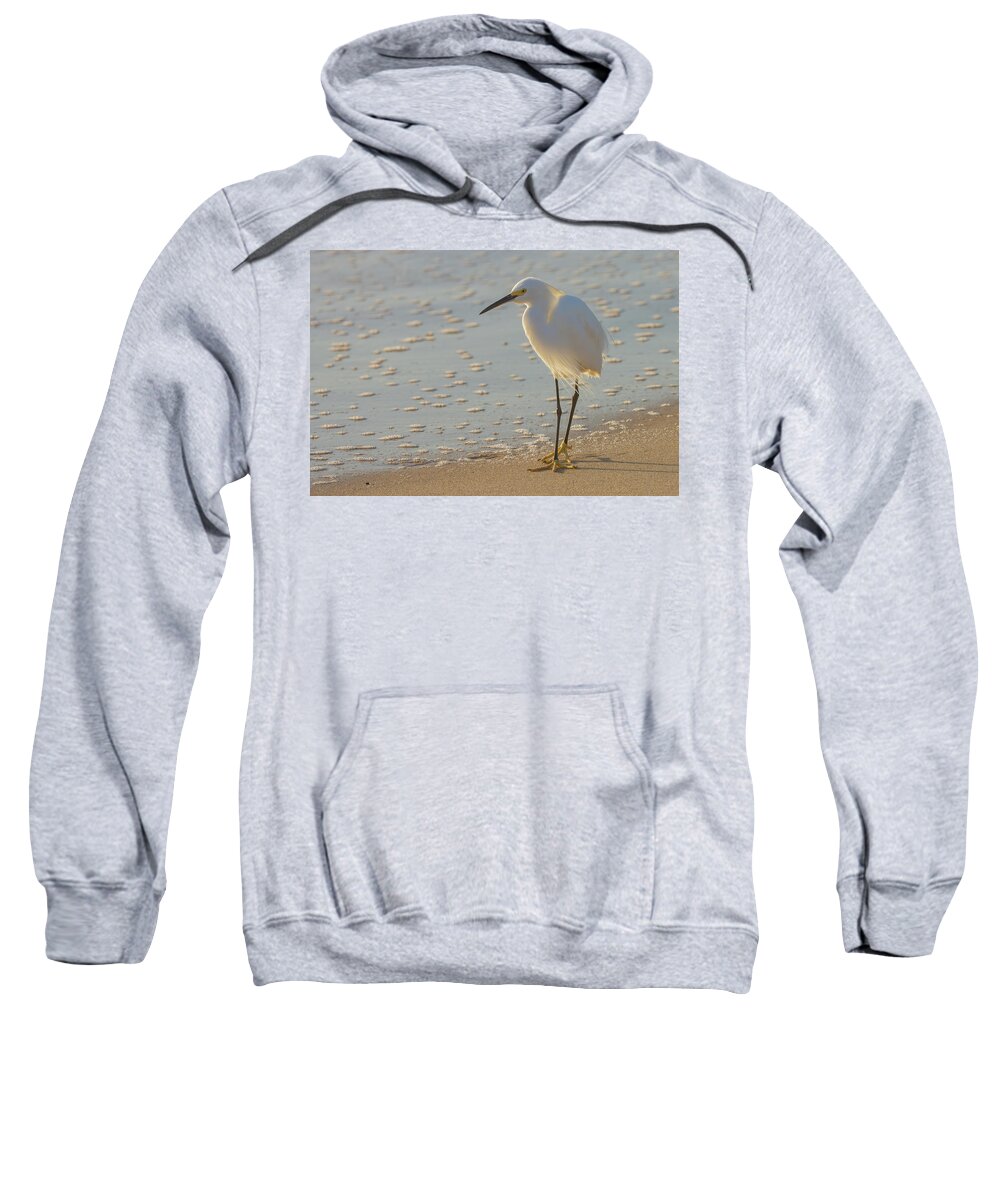Egret Sweatshirt featuring the photograph Seaside Stroll by RD Allen