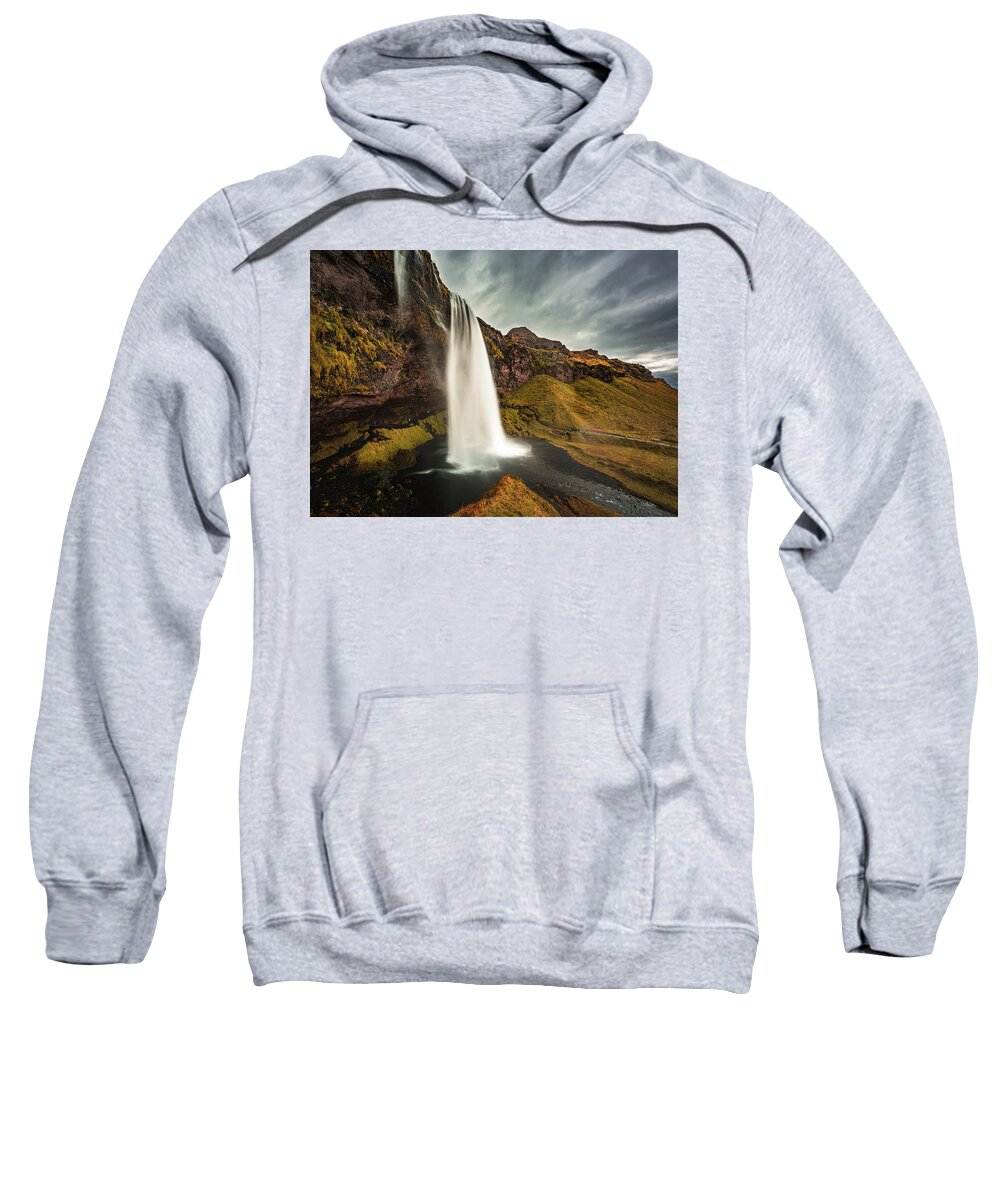 Iceland Sweatshirt featuring the photograph Seljalandsfoss Iceland by Dee Potter