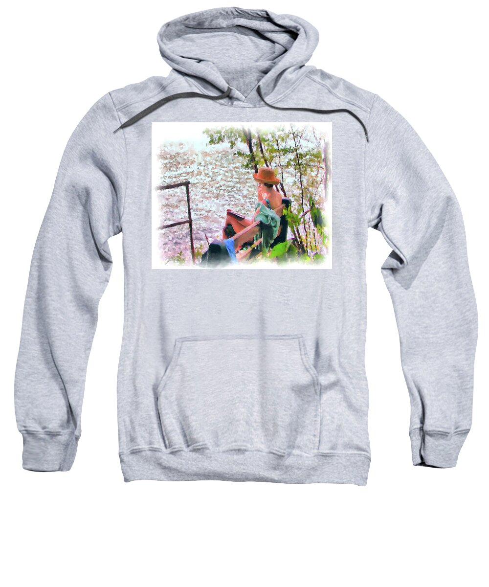 Quiet Sweatshirt featuring the painting Shady Nook by Joel Smith