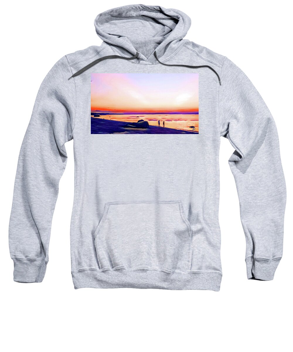 Beach Sweatshirt featuring the digital art Share a Sunset by Eileen Kelly