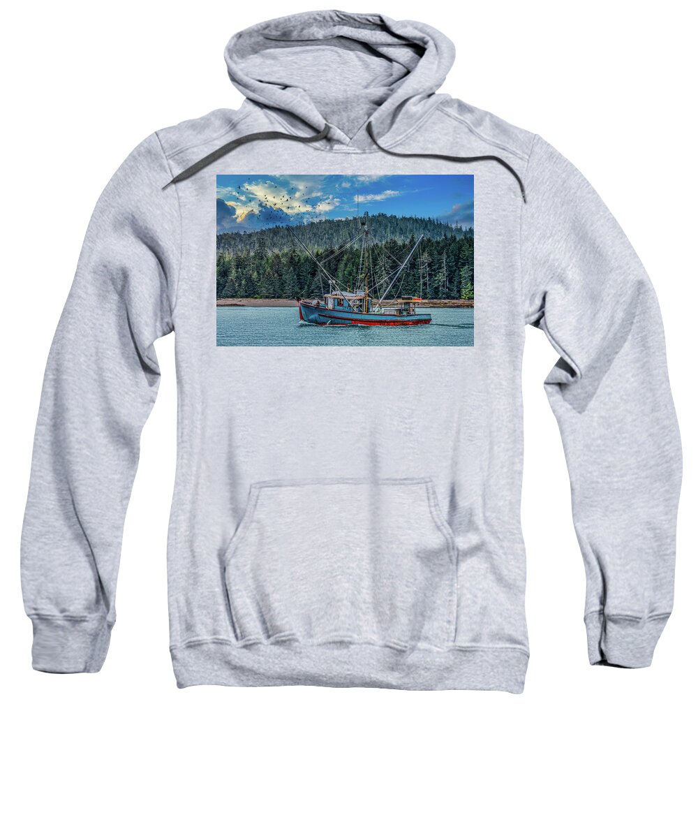 Alaska Sweatshirt featuring the photograph Fishing in Alaska by Darryl Brooks