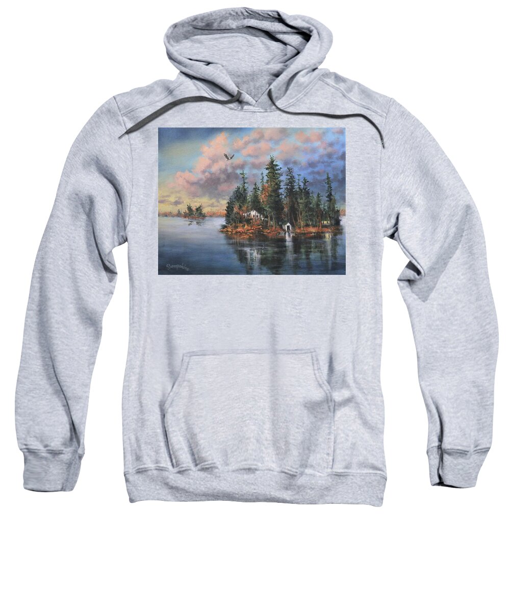 Wisconsin Sweatshirt featuring the painting Shropshire Island by Tom Shropshire