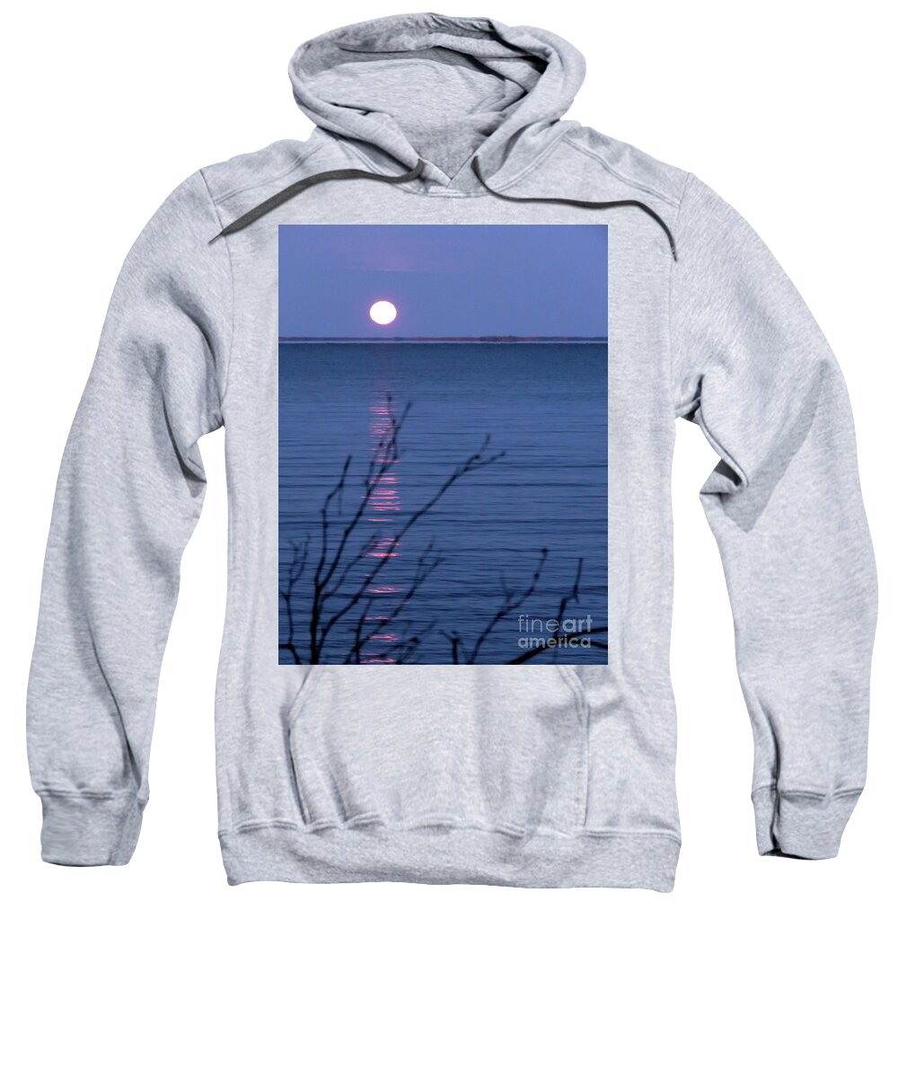Canada Sweatshirt featuring the photograph Silent Moon Over Water by Mary Mikawoz