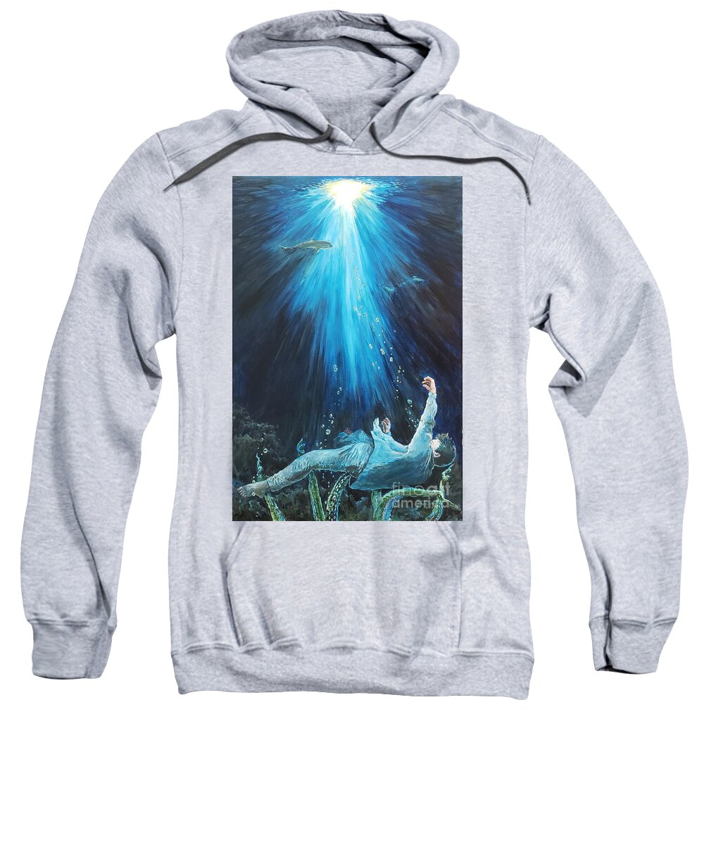 Depression Sweatshirt featuring the painting Sinking into Depression by Merana Cadorette