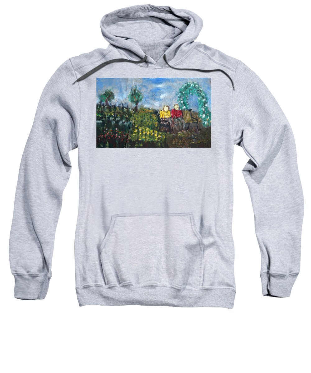  Sweatshirt featuring the painting Sitting in the Garden by David McCready