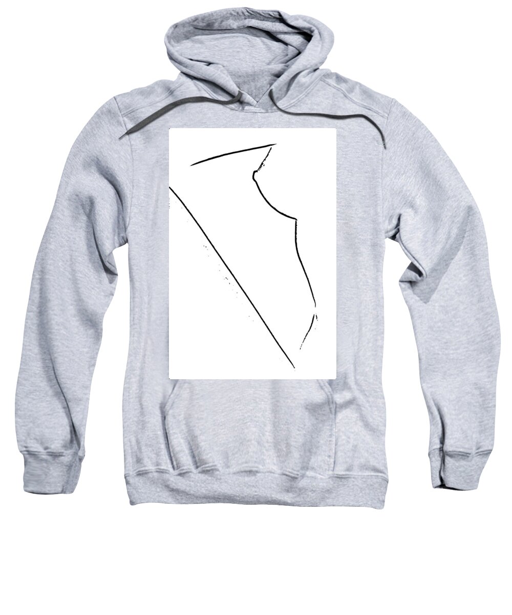 Leg Sweatshirt featuring the drawing Sitting Nude - Line Drawing by Marianna Mills