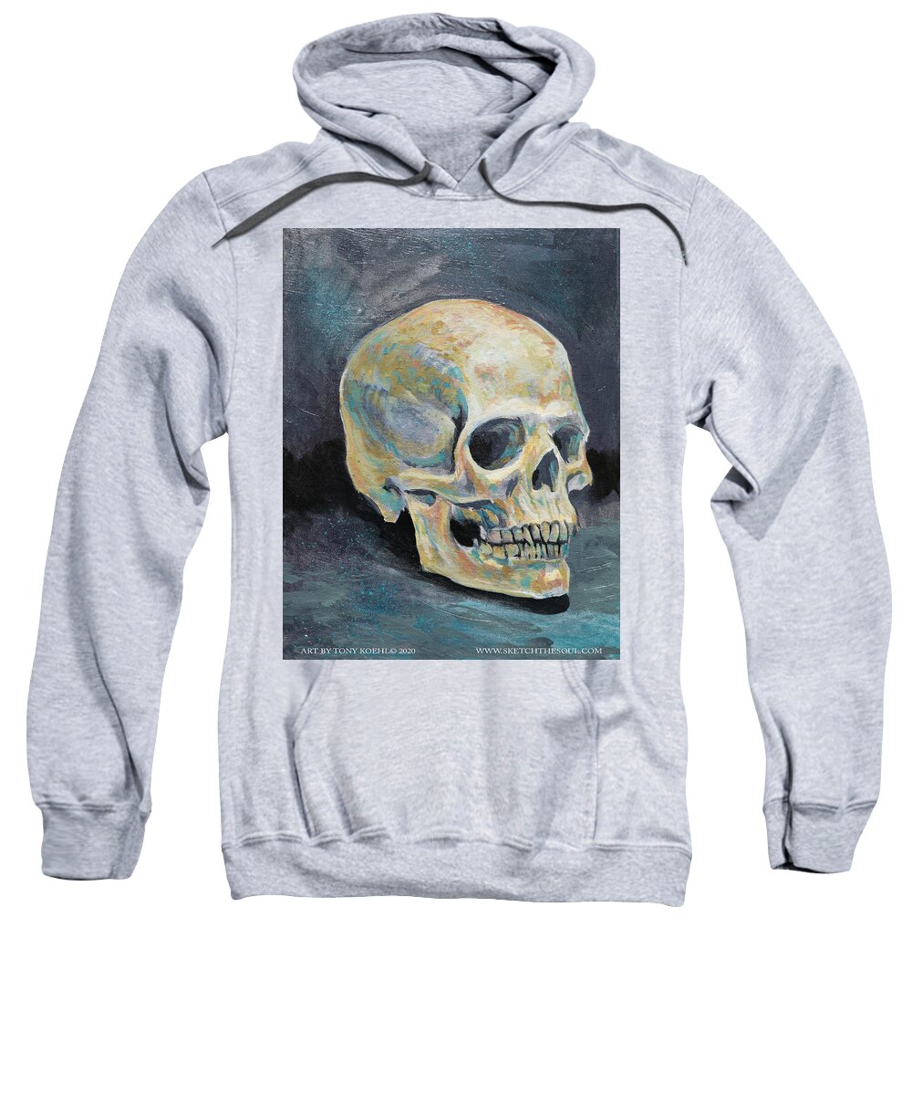 Tonykoehl Sweatshirt featuring the painting Skull Study 2020 by Tony Koehl
