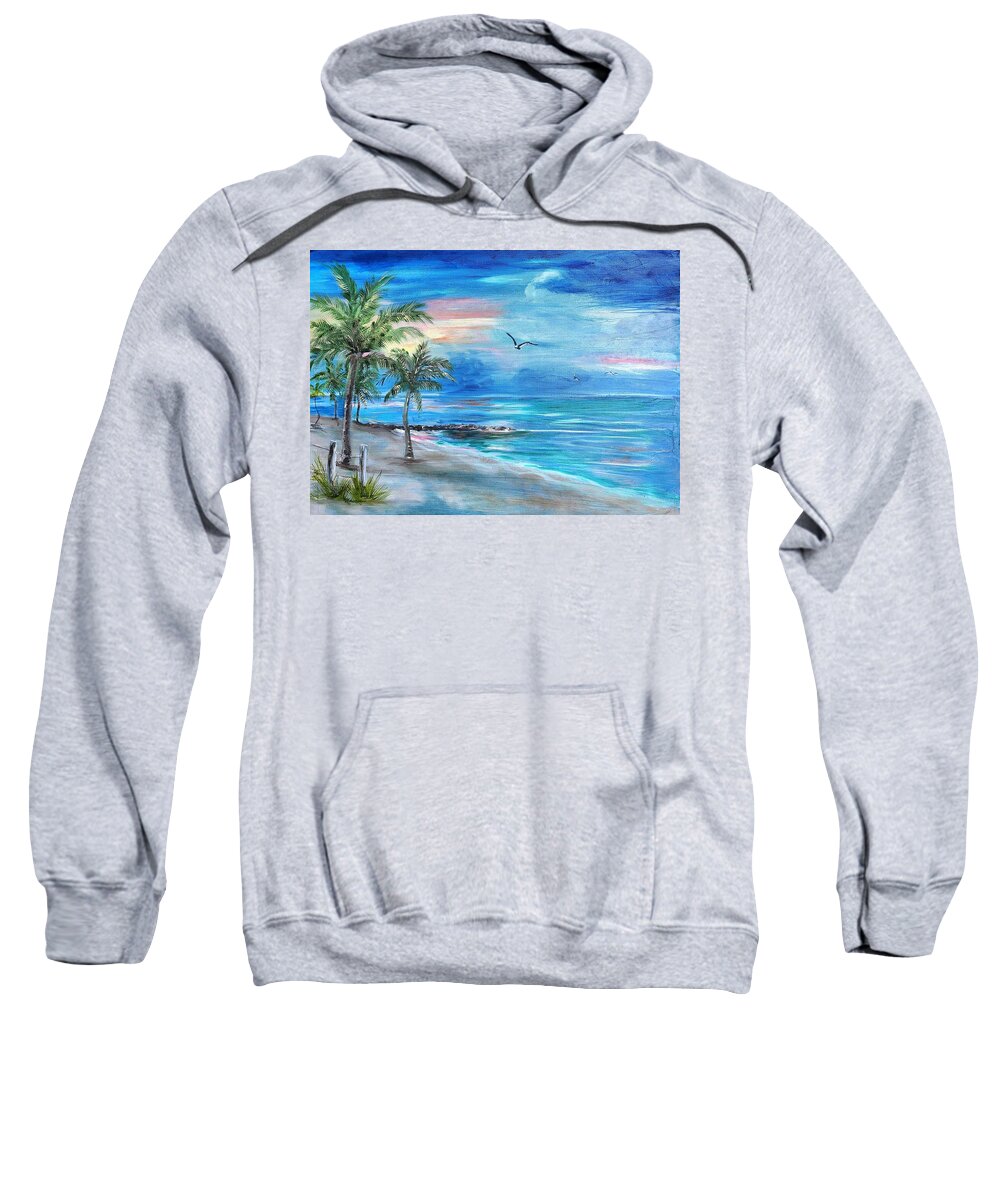 Smathers Beach Sweatshirt featuring the painting Smathers at Dawn by Linda Cabrera
