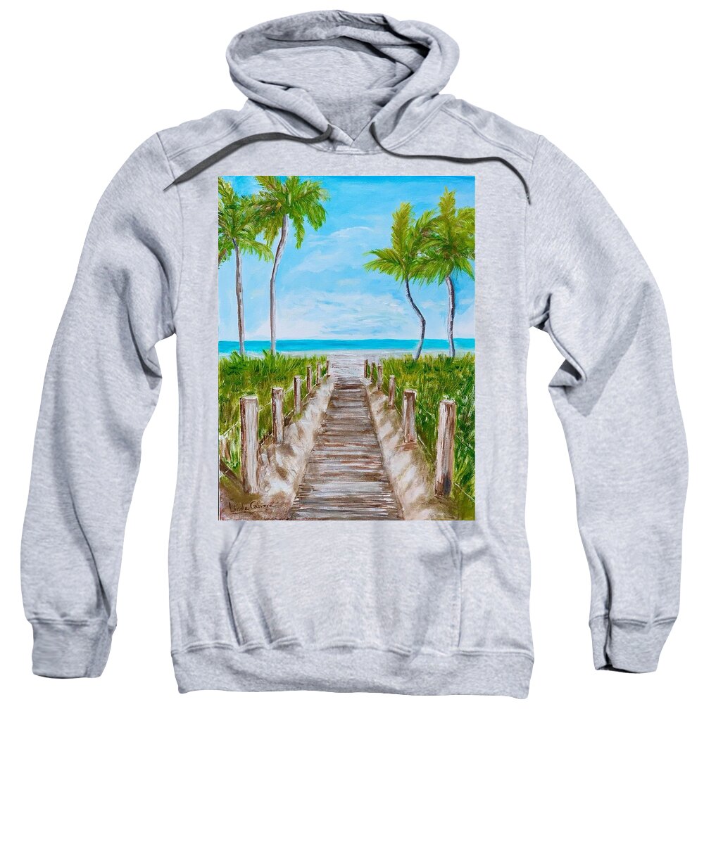 Beach Sweatshirt featuring the painting Smathers Beach by Linda Cabrera