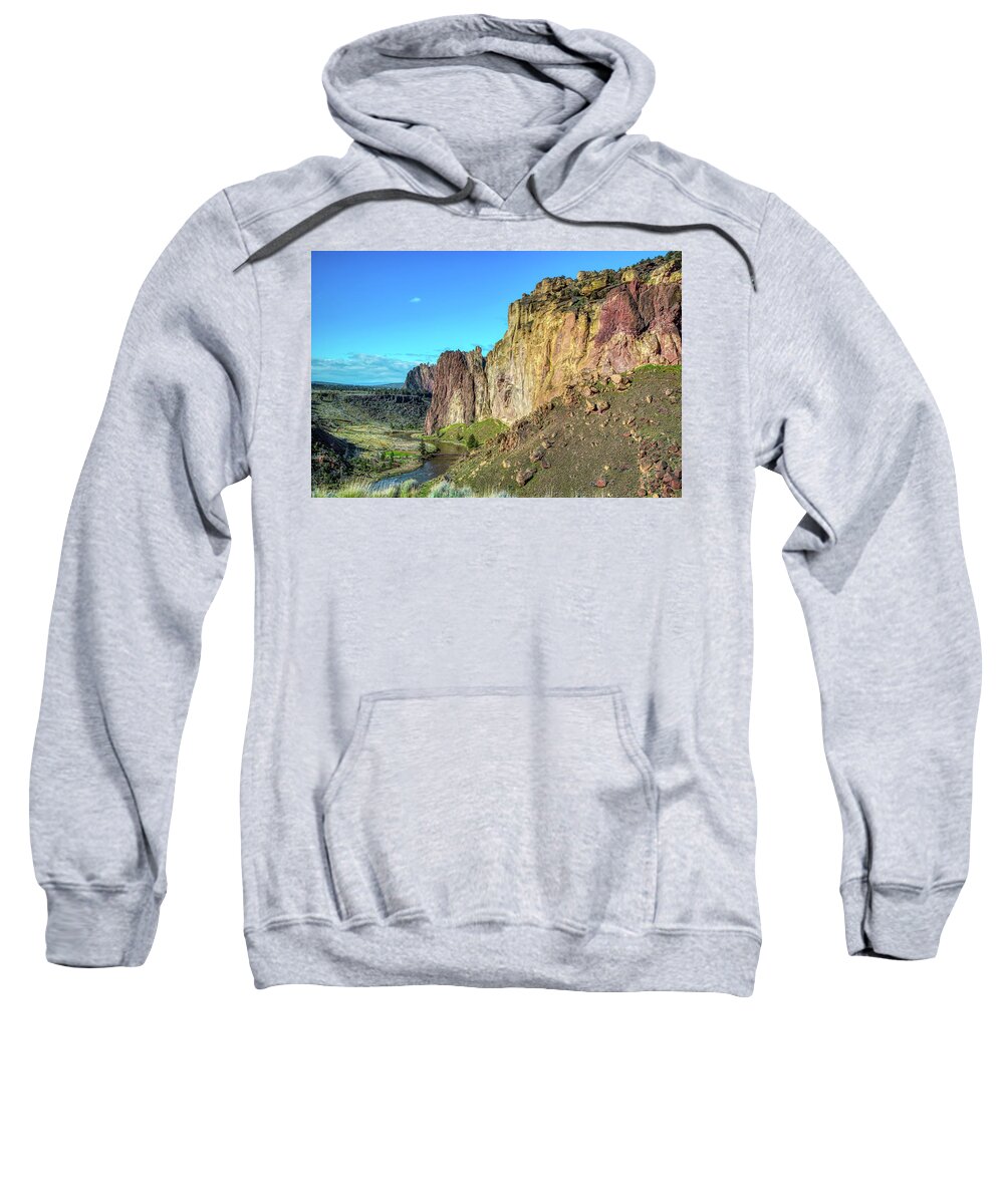 Rock Sweatshirt featuring the photograph Smith Rock Crooked River by Loyd Towe Photography