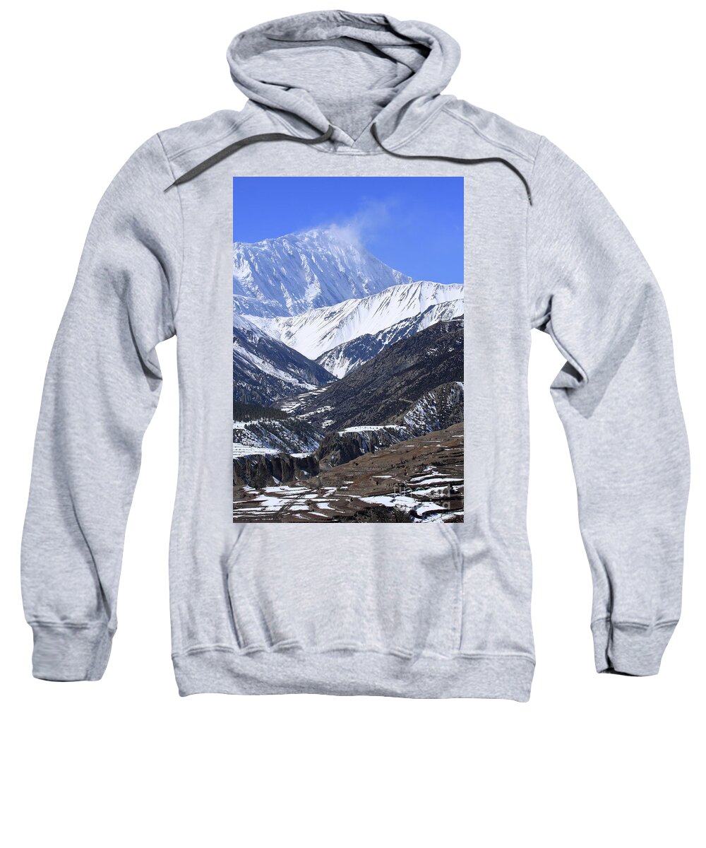 Nepal Sweatshirt featuring the photograph Snow Capped Peak, The Himalayas, Nepal by Aidan Moran