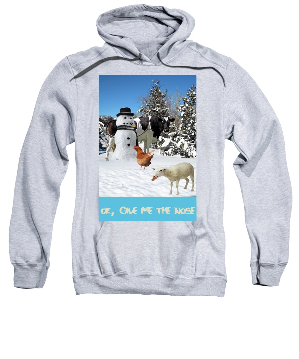Adventurers Of Sadie And Emma Sweatshirt featuring the photograph Snow man by James Bethanis