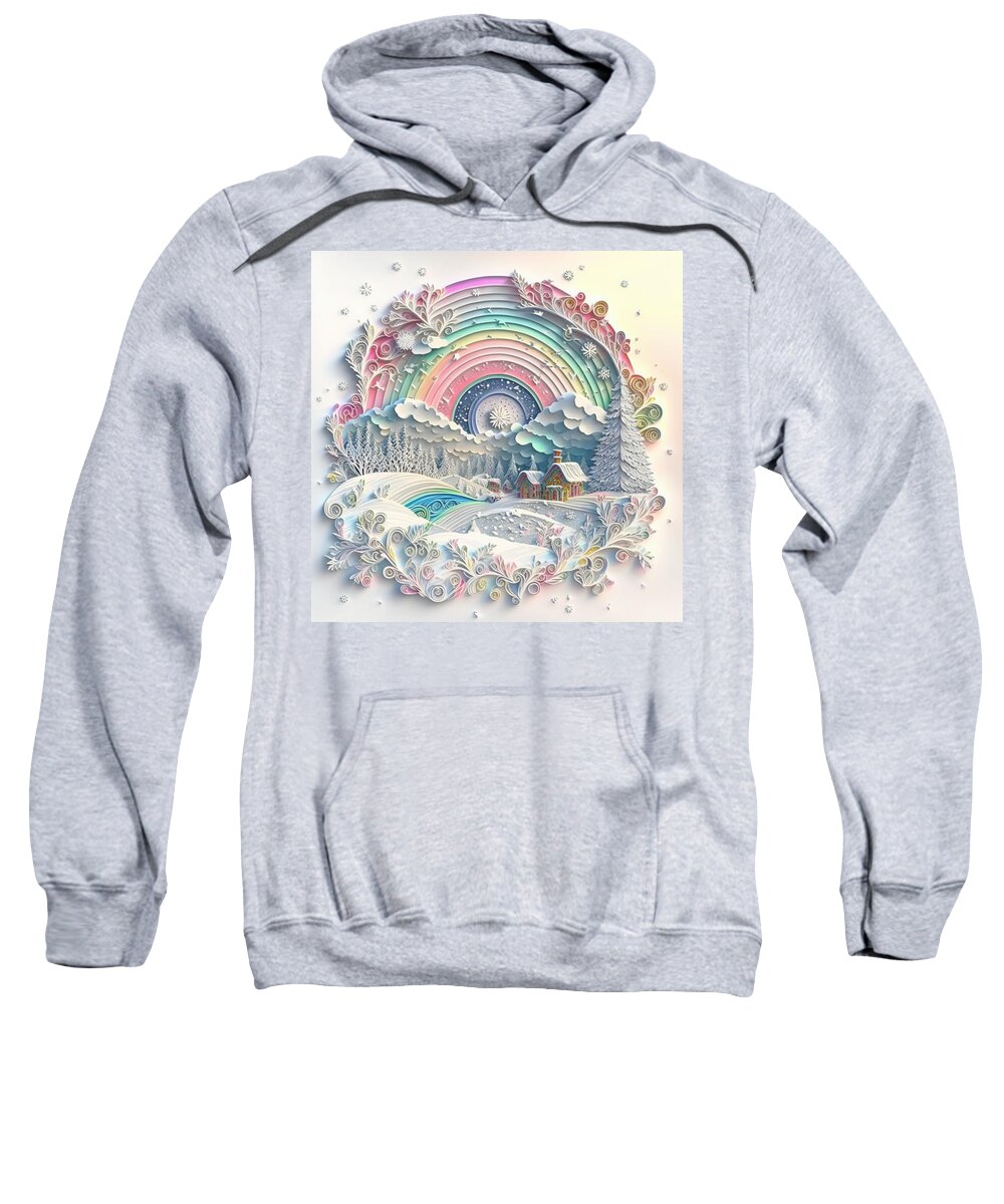 Paper Craft Sweatshirt featuring the mixed media Snow Rainbow II by Jay Schankman