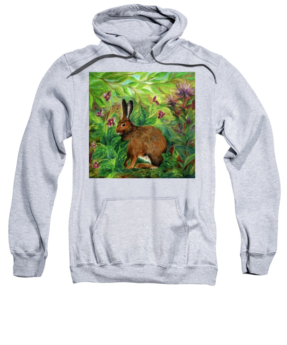 Animals Sweatshirt featuring the painting Snowshoe Hare by FT McKinstry
