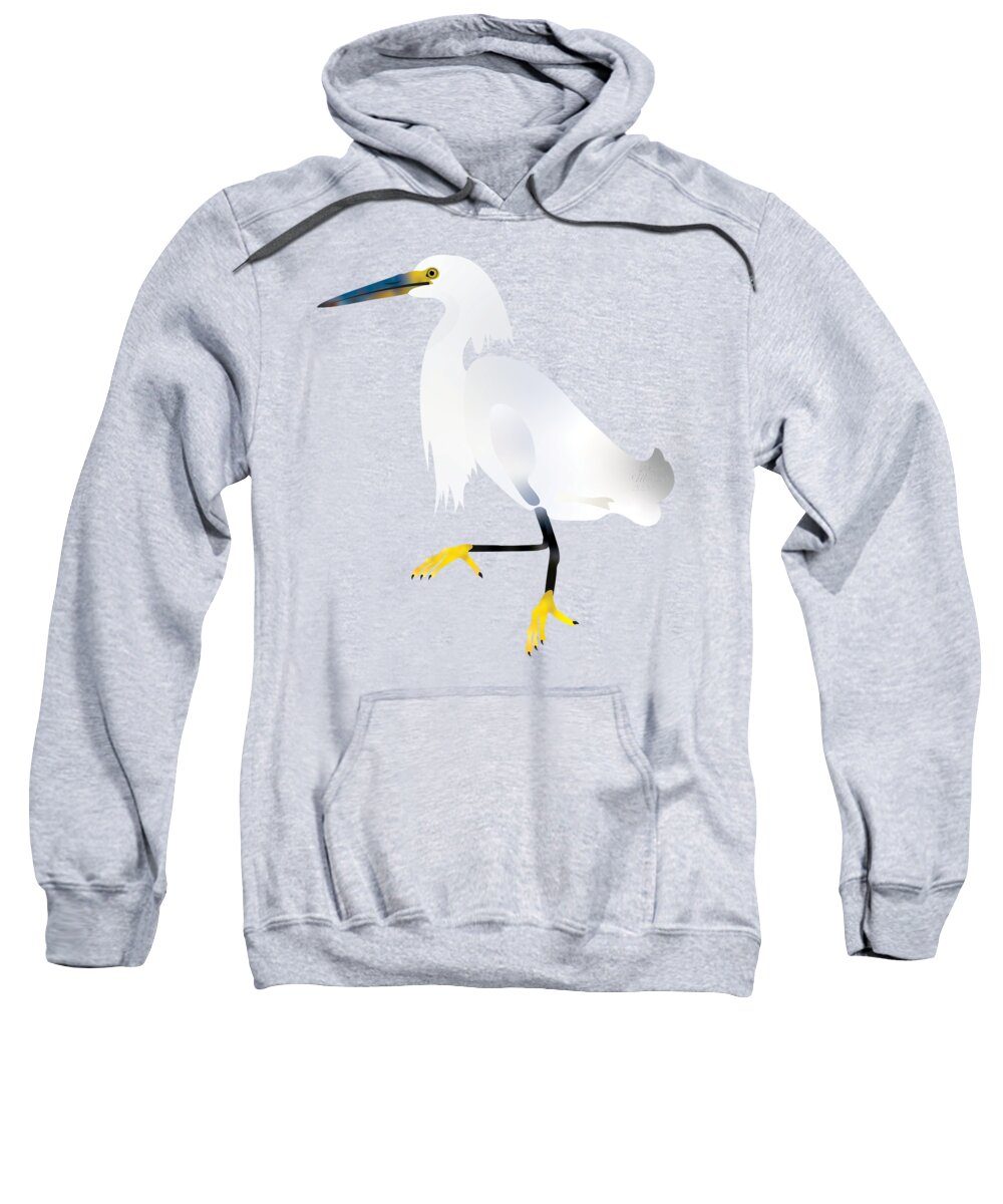 Snowy Egret Sweatshirt featuring the digital art Snowy Egret, Bird, Illustration, by David Millenheft