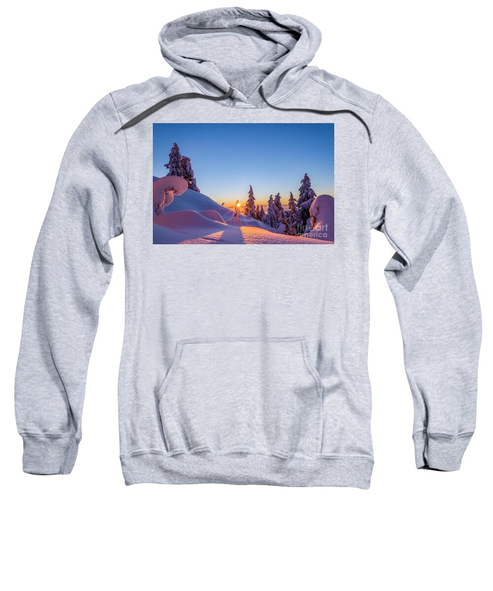 British Columbia Sweatshirt featuring the photograph Snowy Mount Seymour sunset by Michael Wheatley