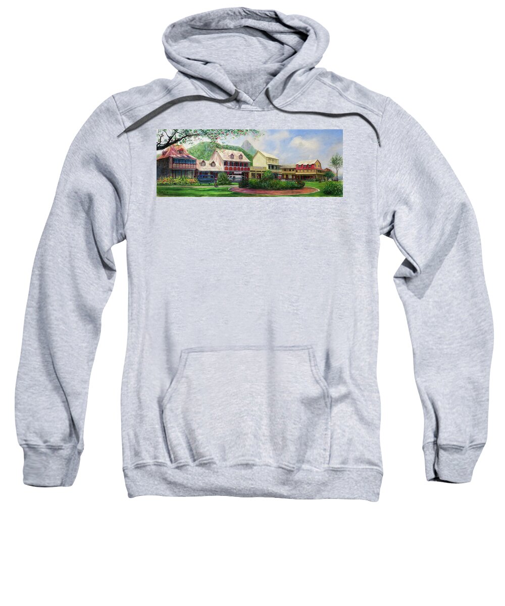 Soufriere Sweatshirt featuring the painting Soufriere Square by Jonathan Gladding