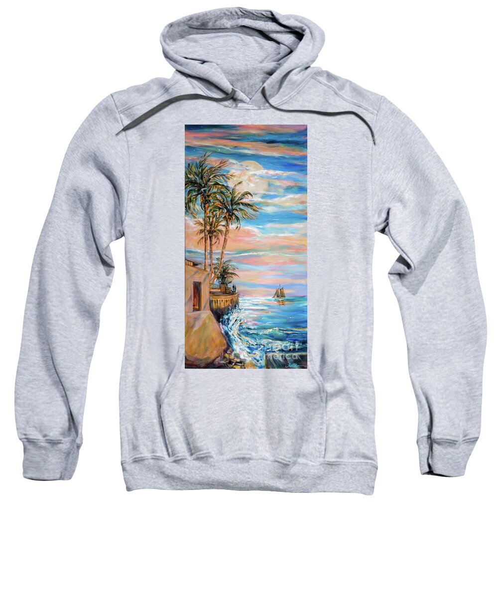 Ocean Sweatshirt featuring the painting Southern Tip Dreams by Linda Olsen