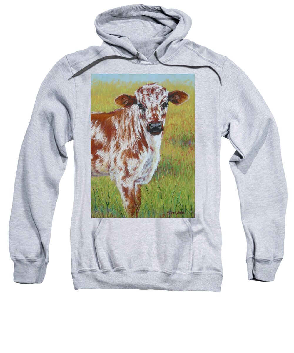Calf Sweatshirt featuring the pastel Speckled Calf by Margaret Stockdale