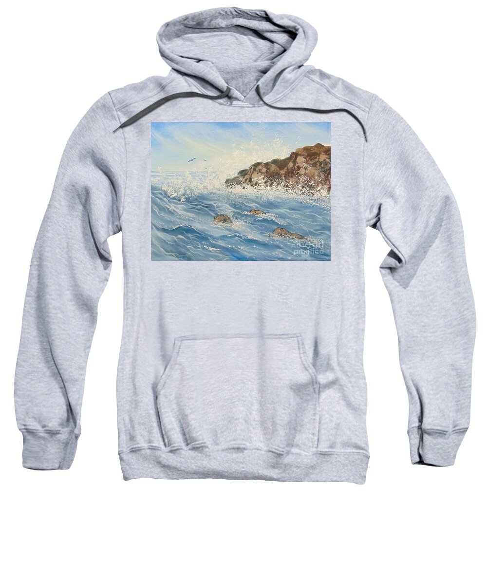 Ocean Sweatshirt featuring the painting Splash by Saundra Johnson