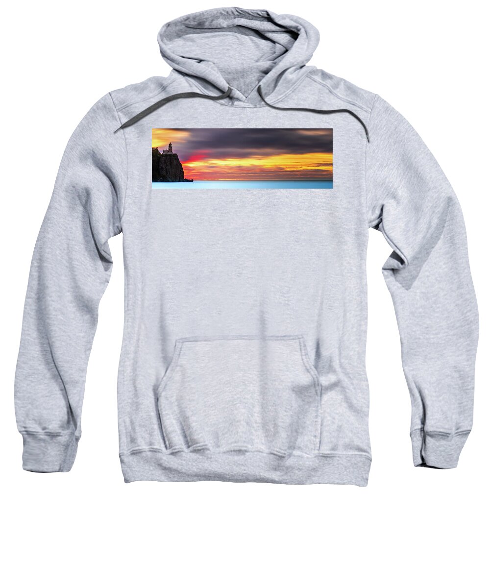 Split Rock Sweatshirt featuring the photograph Split Rock Lighthouse Panorama by Sebastian Musial