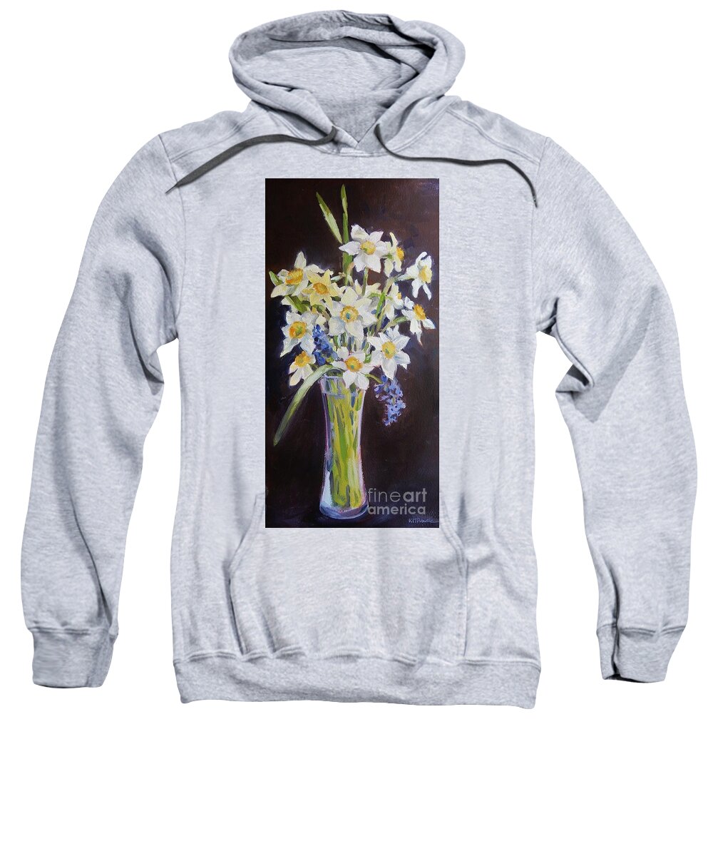 Spring Sweatshirt featuring the painting Spring Faces by K M Pawelec