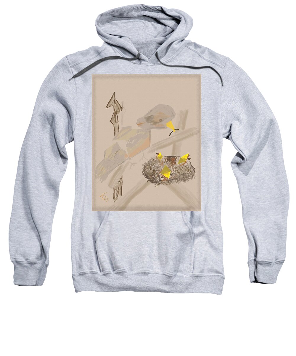 Bird Sweatshirt featuring the digital art Spring Feeding by Kae Cheatham