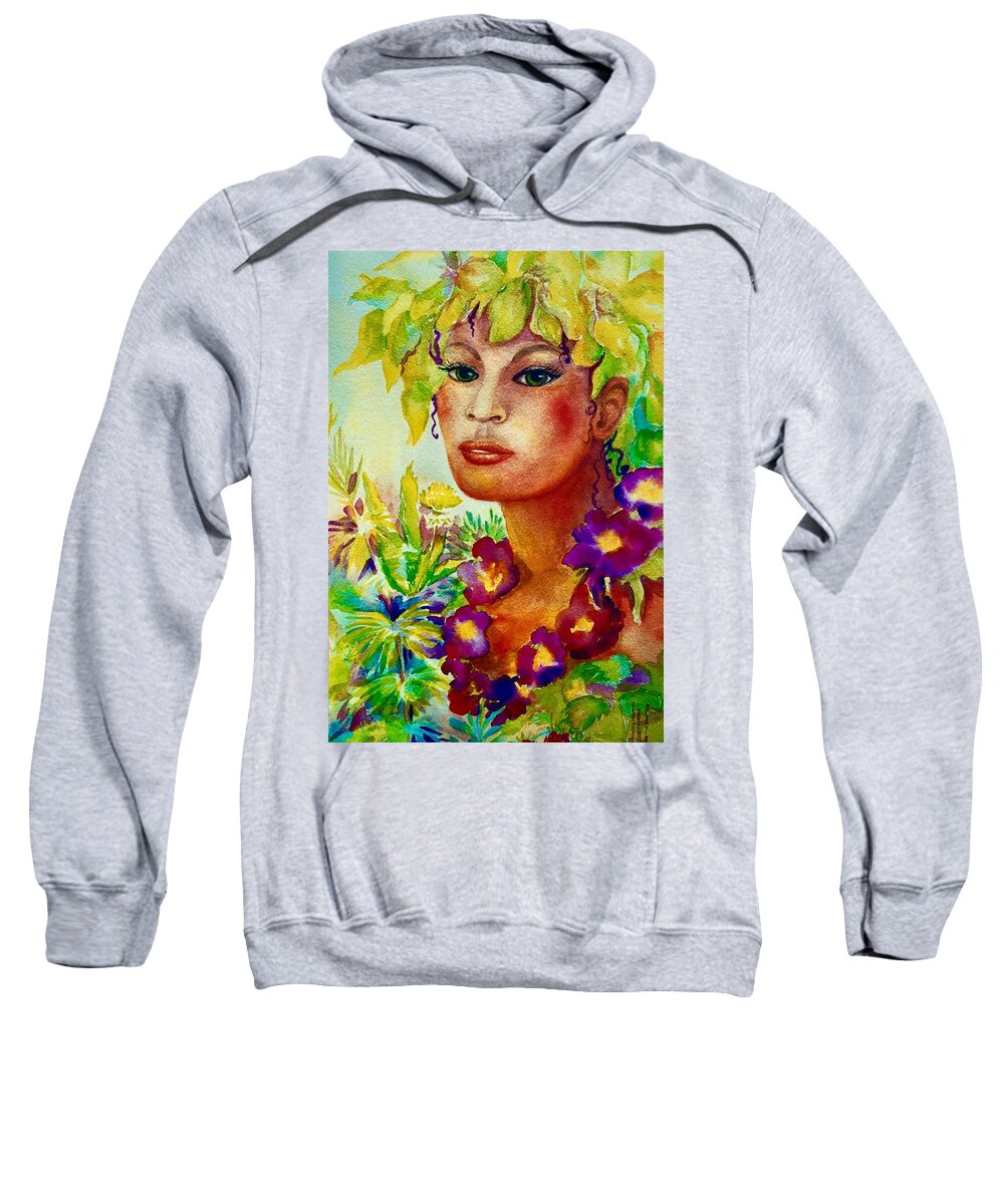 Goddess Series Sweatshirt featuring the painting Spring Goddess by Caroline Patrick