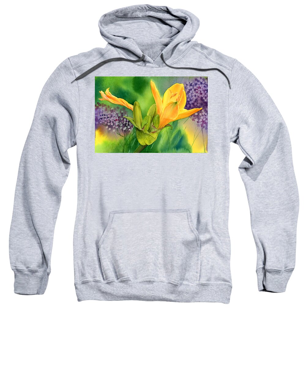 Lily Sweatshirt featuring the painting Spring Melody by Espero Art