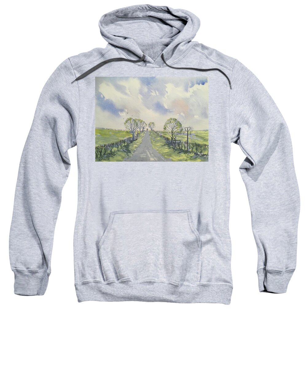 Watercolour Sweatshirt featuring the painting Spring Sky over York Road, Kilham by Glenn Marshall